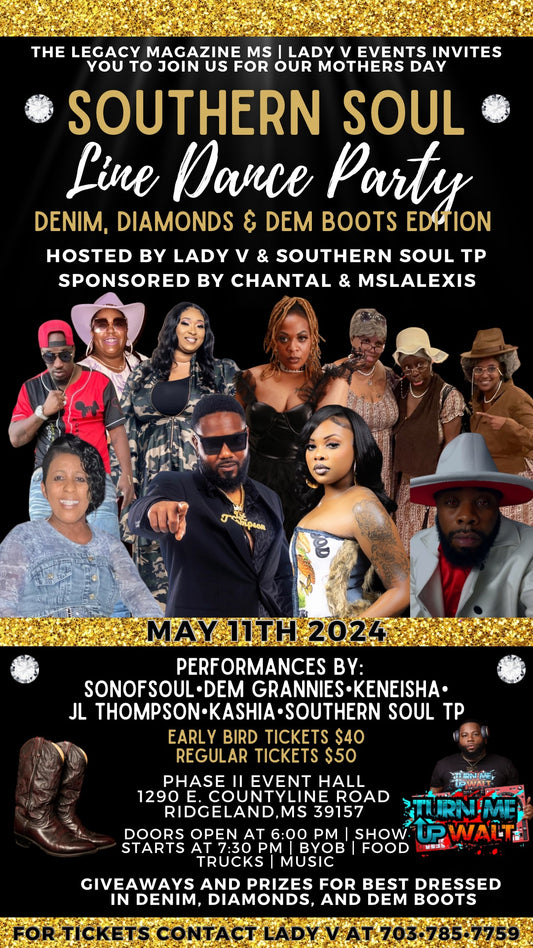 Denim Diamonds and Dem Boots Line Dancing Celebration with Lady V & Southern Soul TP Tickets